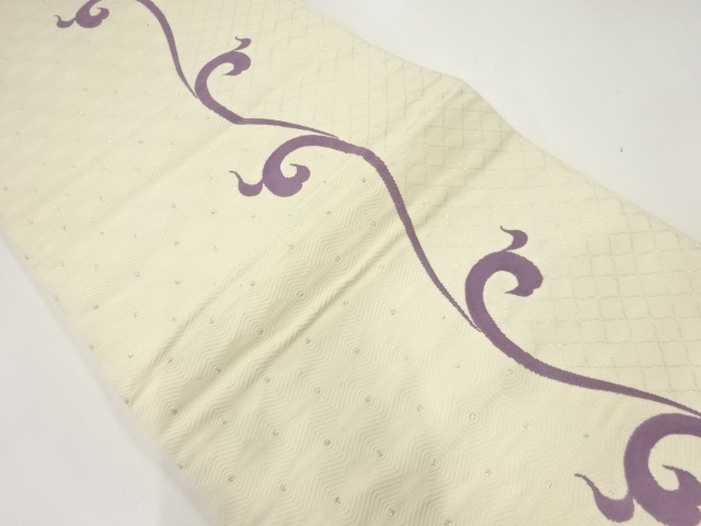 JAPANESE KIMONO / ANTIQUE FUKURO OBI / WOVEN ARABESQUE